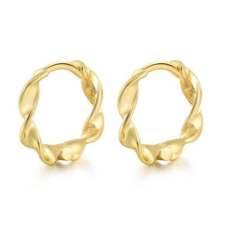 Earrings Tiny Minimalist Wave Huggie Hoop Earrings Dainty Gold Vermeil Dainty